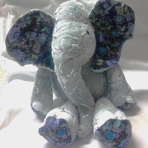 Very soft Elephant Gray and flowers Handmade